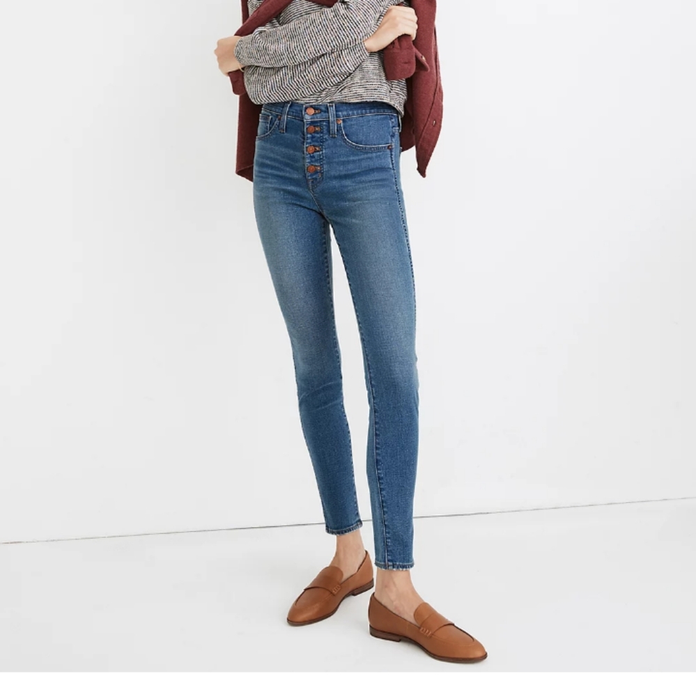 Madewell 10" High-Rise Skinny Jeans: Button-Front